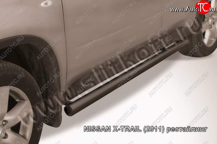 11 749 р. Защита порогов Slitkoff  Nissan X-trail  2 T31 (2007-2011) дорестайлинг (Цвет: серебристый)  с доставкой в г. Краснодар