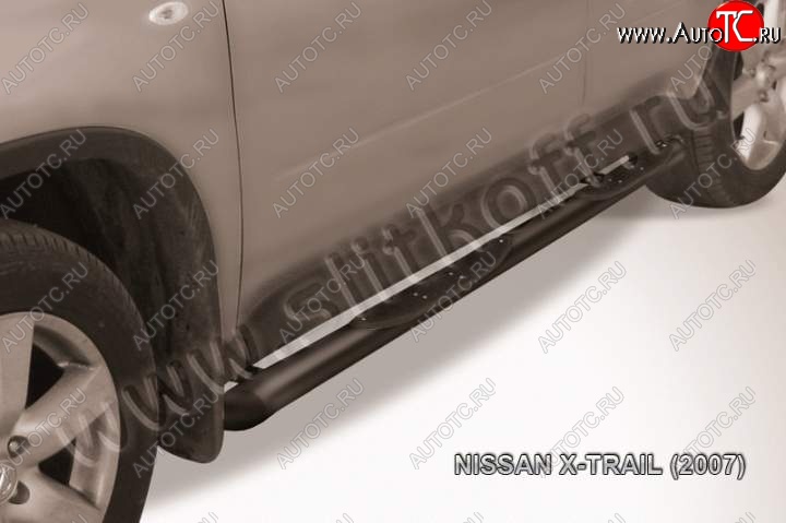 11 999 р. Пороги d76 с проступями со скосами  Nissan X-trail  2 T31 (2007-2011) дорестайлинг (Цвет: серебристый)  с доставкой в г. Краснодар