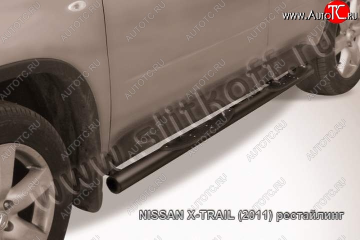 13 749 р. Защита порогов Slitkoff  Nissan X-trail  2 T31 (2007-2011) дорестайлинг (Цвет: серебристый)  с доставкой в г. Краснодар