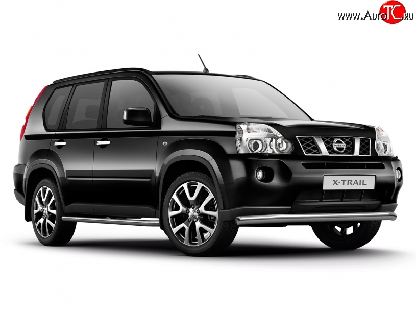 8 199 р. Широкая защита порогов Petroil Tuning Nissan X-trail 2 T31 дорестайлинг (2007-2011)  с доставкой в г. Краснодар