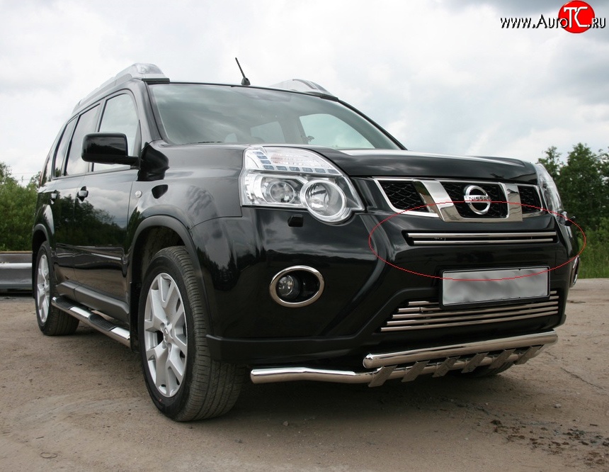 2 204 р. Декоративная вставка воздухозаборника Novline (d16 мм, верхняя) Nissan X-trail 2 T31 рестайлинг (2010-2015)  с доставкой в г. Краснодар