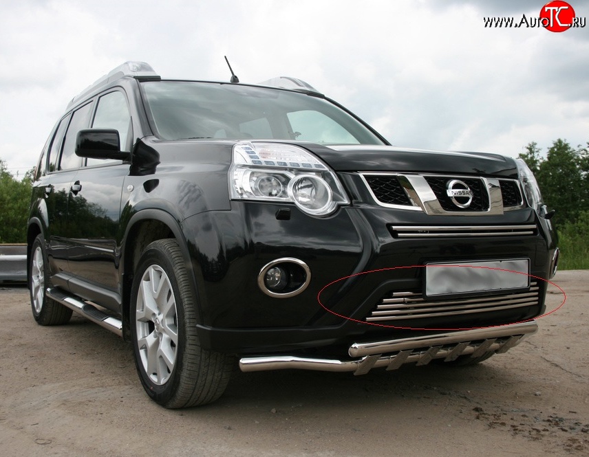 4 769 р. Декоративная вставка воздухозаборника Novline (d16 мм, нижняя)  Nissan X-trail  2 T31 (2010-2015) рестайлинг  с доставкой в г. Краснодар