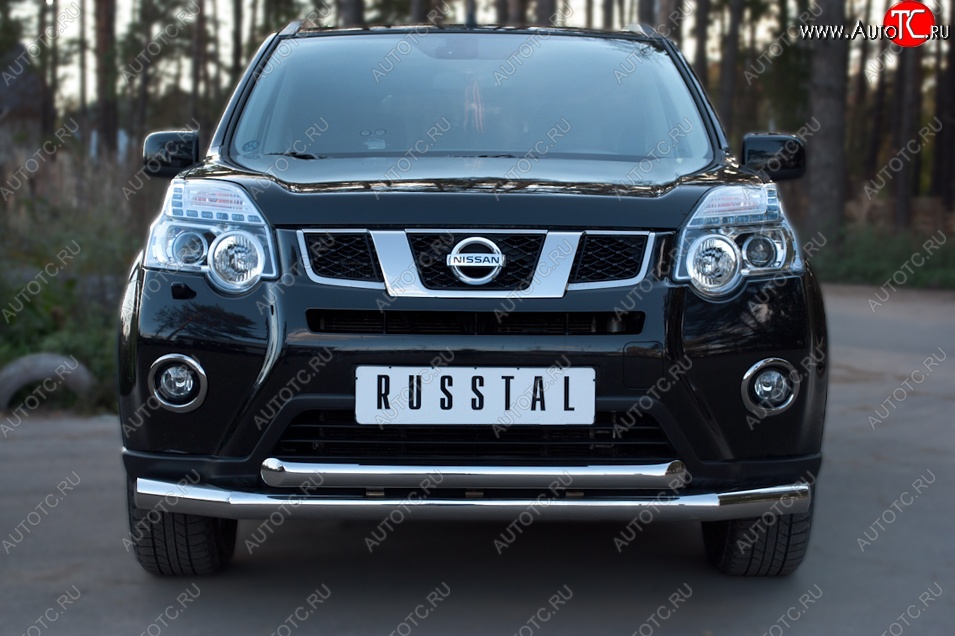 19 999 р. Защита переднего бампера (2 трубыØ76 и 63 мм, нержавейка) SLITKOFF  Nissan X-trail  2 T31 (2010-2015) рестайлинг  с доставкой в г. Краснодар