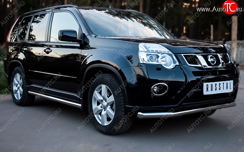 17 849 р. Защита переднего бампера (Ø76 мм, нержавейка) SLITKOFF  Nissan X-trail  2 T31 (2010-2015) рестайлинг  с доставкой в г. Краснодар