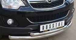 22 649 р. Защита переднего бампера (2 трубыØ76 и 63 мм, нержавейка) SLITKOFF Opel Antara рестайлинг (2010-2015)  с доставкой в г. Краснодар. Увеличить фотографию 2