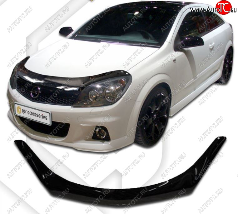 2 159 р. Дефлектор капота CA-Plastiс  Opel Astra  H (2004-2015) хэтчбек 5дв дорестайлинг, хэтчбек 5дв рестайлинг (серия Classic черный, Без надписи)  с доставкой в г. Краснодар