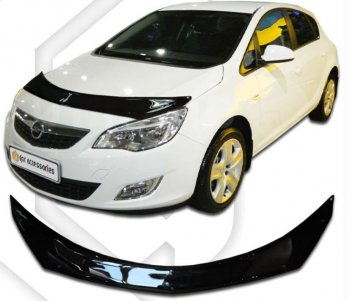 2 399 р. Дефлектор капота CA-Plastiс  Opel Astra  J (2012-2017) хэтчбек 5 дв.  рестайлинг (Classic черный, Без надписи)  с доставкой в г. Краснодар. Увеличить фотографию 1