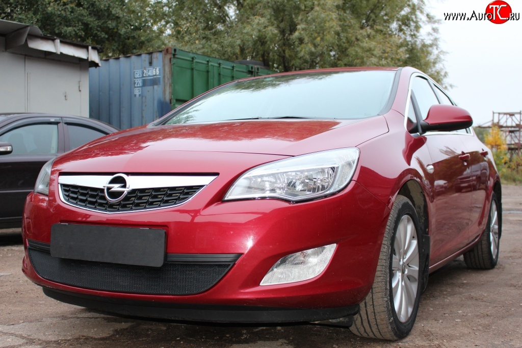 1 469 р. Сетка на бампер Russtal (черная)  Opel Astra  J (2009-2012) хэтчбек 5 дв. дорестайлинг  с доставкой в г. Краснодар