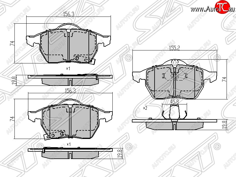 1 039 р. Колодки тормозные SAT (передние) Opel Astra G седан (1998-2005)  с доставкой в г. Краснодар