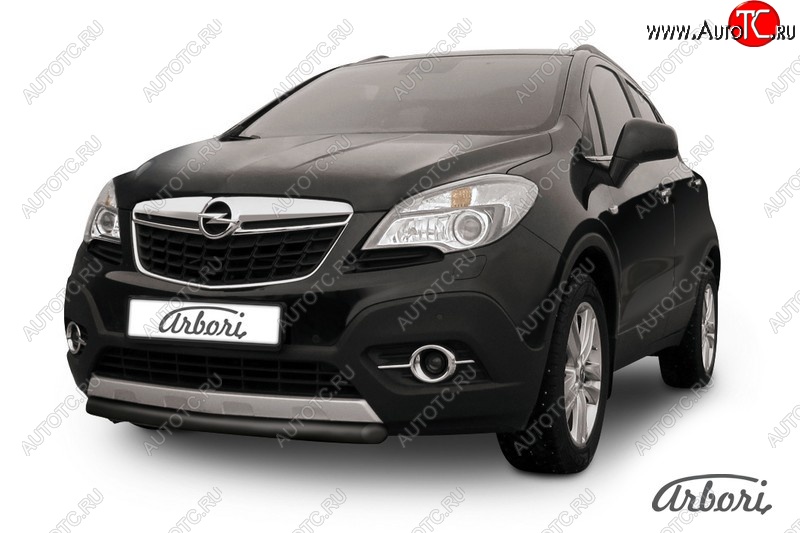 5 849 р. Защита переднего бампера Arbori (короткая, черная, 1 труба d57 mm). Opel Mokka  дорестайлинг (2012-2016)  с доставкой в г. Краснодар