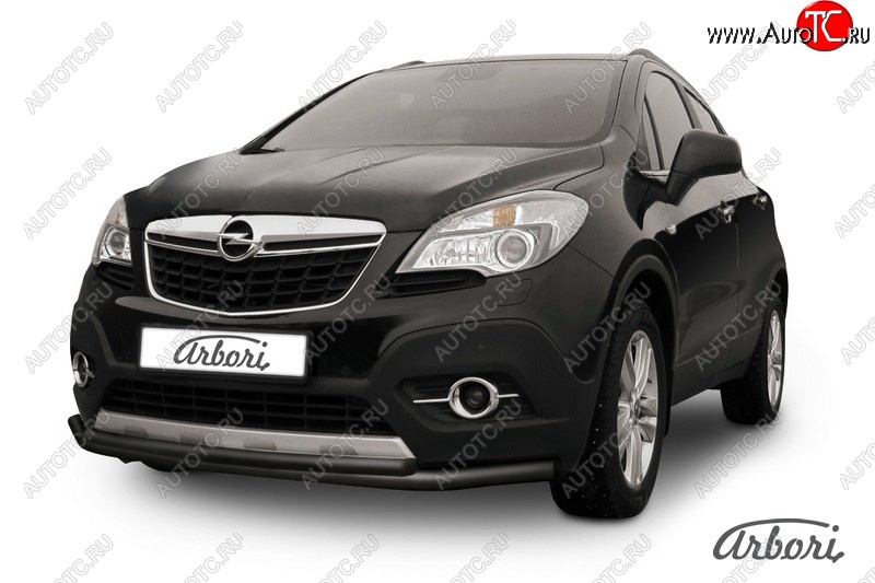 7 559 р. Защита переднего бампера Arbori (черная, 2 трубы d57 и 42 mm) Opel Mokka  дорестайлинг (2012-2016)  с доставкой в г. Краснодар