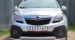 Защита переднего бампера (2 трубыØ63 мм, нержавейка) SLITKOFF Opel Mokka  дорестайлинг (2012-2016)