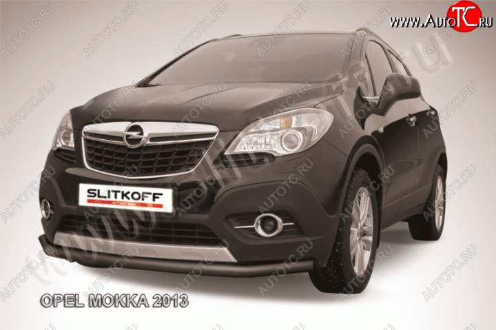 9 549 р. защита переднего бампера Slitkoff Opel Mokka  дорестайлинг (2012-2016) (Цвет: серебристый)  с доставкой в г. Краснодар