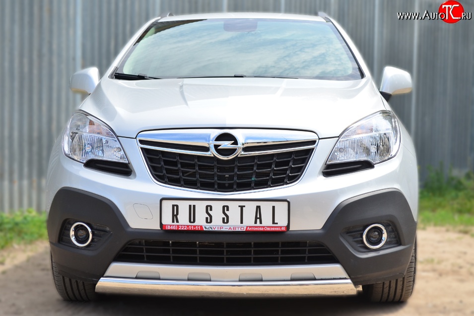 14 949 р. Защита переднего бампера (Ø75х42 мм, нержавейка) Russtal Opel Mokka  дорестайлинг (2012-2016)  с доставкой в г. Краснодар