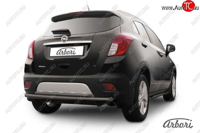 6 749 р. Защита заднего бампера Arbori (черная, 2 трубы d57 и 42 mm). Opel Mokka  дорестайлинг (2012-2016)  с доставкой в г. Краснодар