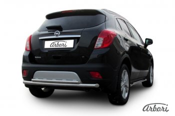 12 869 р. Защита заднего бампера Arbori (нержавейка, 2 трубы d57 и 42 mm). Opel Mokka  дорестайлинг (2012-2016)  с доставкой в г. Краснодар. Увеличить фотографию 2