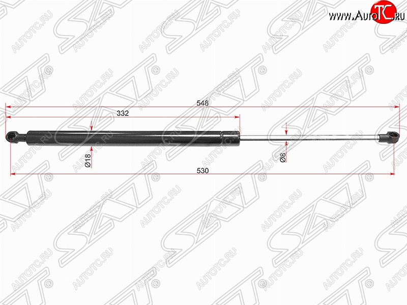 629 р. Газовый упор крышки багажника SAT  Peugeot 308  T7 (2007-2011), SSANGYONG Kyron (2005-2016)  с доставкой в г. Краснодар