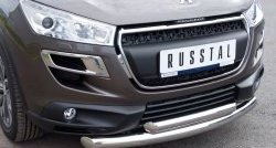 22 649 р. Защита переднего бампера (2 трубыØ76 и 63 мм, нержавейка) SLITKOFF  Peugeot 4008 (2012-2017)  с доставкой в г. Краснодар. Увеличить фотографию 2