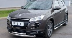 22 649 р. Защита переднего бампера (2 трубыØ76 и 63 мм, нержавейка) SLITKOFF  Peugeot 4008 (2012-2017)  с доставкой в г. Краснодар. Увеличить фотографию 4