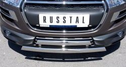 22 299 р. Защита переднего бампера (2 трубыØ75х42 мм, нержавейка) Russtal Peugeot 4008 (2012-2017)  с доставкой в г. Краснодар. Увеличить фотографию 1