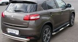 14 399 р. Защита заднего бампера (Ø76 и 42 мм, нержавейка) SLITKOFF  Peugeot 4008 (2012-2017) (с короткой нижней трубой)  с доставкой в г. Краснодар. Увеличить фотографию 4