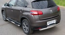 14 399 р. Защита заднего бампера (Ø76 и 42 мм, нержавейка) SLITKOFF Peugeot 4008 (2012-2017) (с короткой верхней трубой)  с доставкой в г. Краснодар. Увеличить фотографию 4