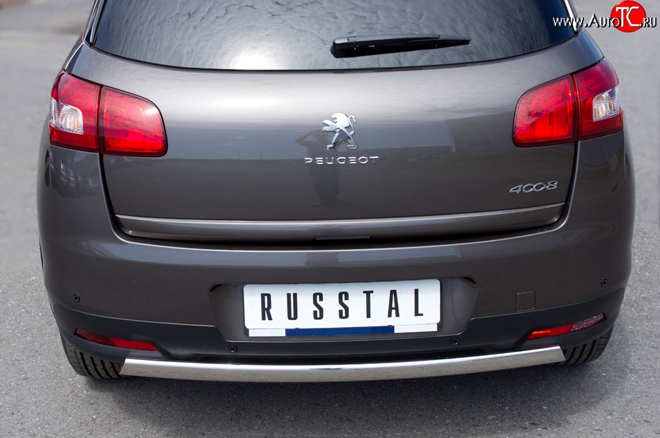 14 999 р. Защита заднего бампера (Ø75x42 мм, нержавейка) Russtal Peugeot 4008 (2012-2017)  с доставкой в г. Краснодар