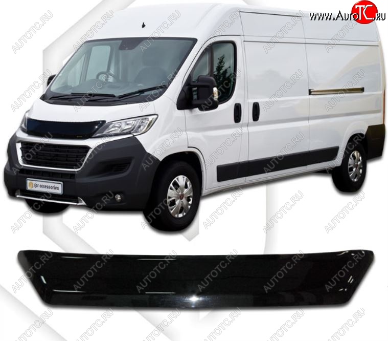 2 099 р. Дефлектор капота CA-Plastiс  Peugeot Boxer  290 (2014-2025) (Classic черный, Без надписи)  с доставкой в г. Краснодар