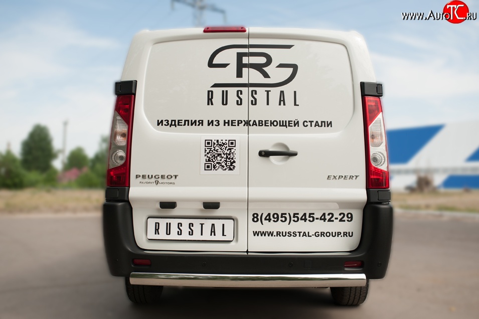 17 999 р. Защита заднего бампера (Ø75x42 мм, нержавейка) Russtal Peugeot Expert (2007-2012)  с доставкой в г. Краснодар