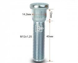 179 р. Забивная шпилька 40 мм ступицы Вектор M12 1.25 40 ГАЗ 3110 Волга (1997-2005). Увеличить фотографию 1