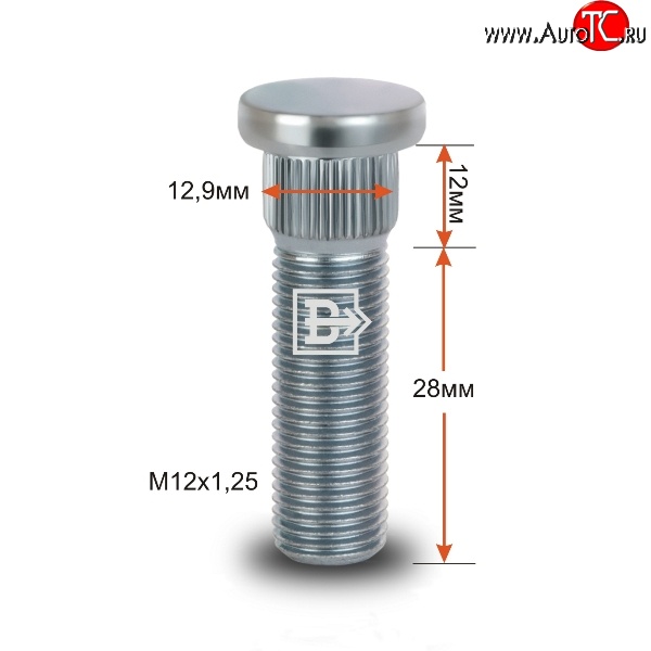 188 р. Забивная шпилька 28 мм ступицы Вектор M12 1.25 28 Great Wall Voleex c30 (2010-2017)