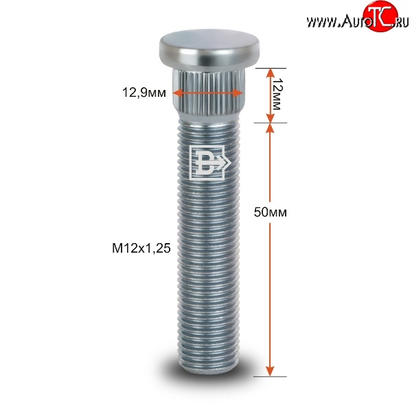 199 р. Забивная шпилька 50 мм ступицы Вектор M12 1.25 50 Peugeot 308 T7 хэтчбек 5 дв. дорестайлинг (2007-2011)