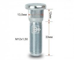 Забивная шпилька 33 мм ступицы Вектор M12 1.5 33 Toyota Picnic XM10 (1996-2001) 