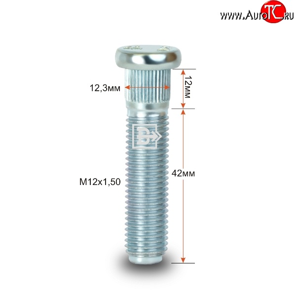 188 р. Забивная шпилька 42 мм ступицы Вектор M12x1.5x42 Vortex Estina (2012-2014)