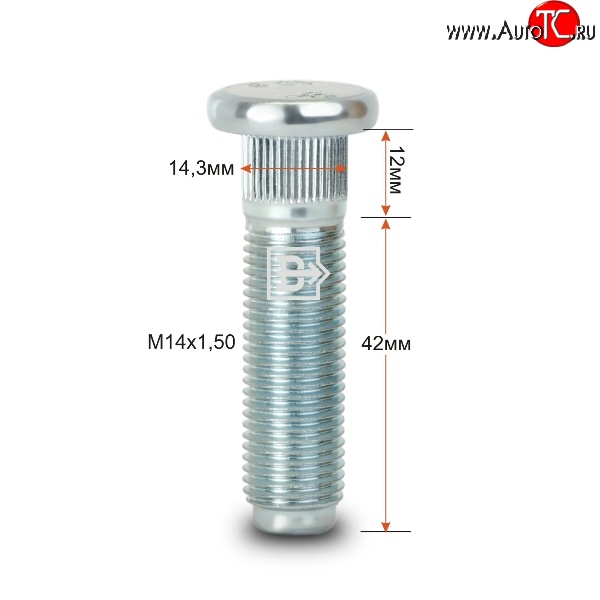 188 р. Забивная шпилька 42 мм ступицы Вектор M14 1.5 42 Audi A4 B6 седан (2000-2006)