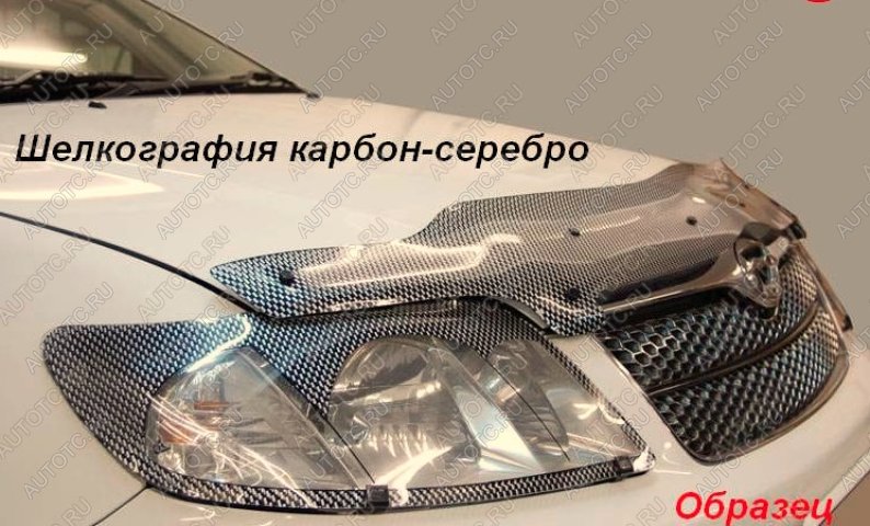 3 399 р. Дефлектор капота CA-Plastic exclusive  ГАЗ 31105  Волга (2003-2009) дорестайлинг, рестайлинг (серия Шелкография карбон-серебро)  с доставкой в г. Краснодар