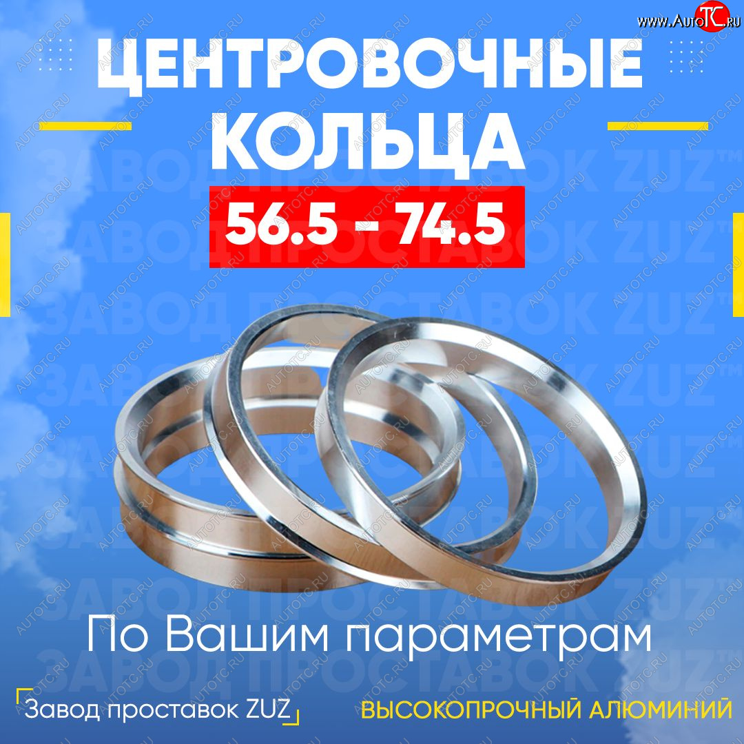 1 269 р. Алюминиевое центровочное кольцо (4 шт) ЗУЗ 56.5 x 74.5    с доставкой в г. Краснодар