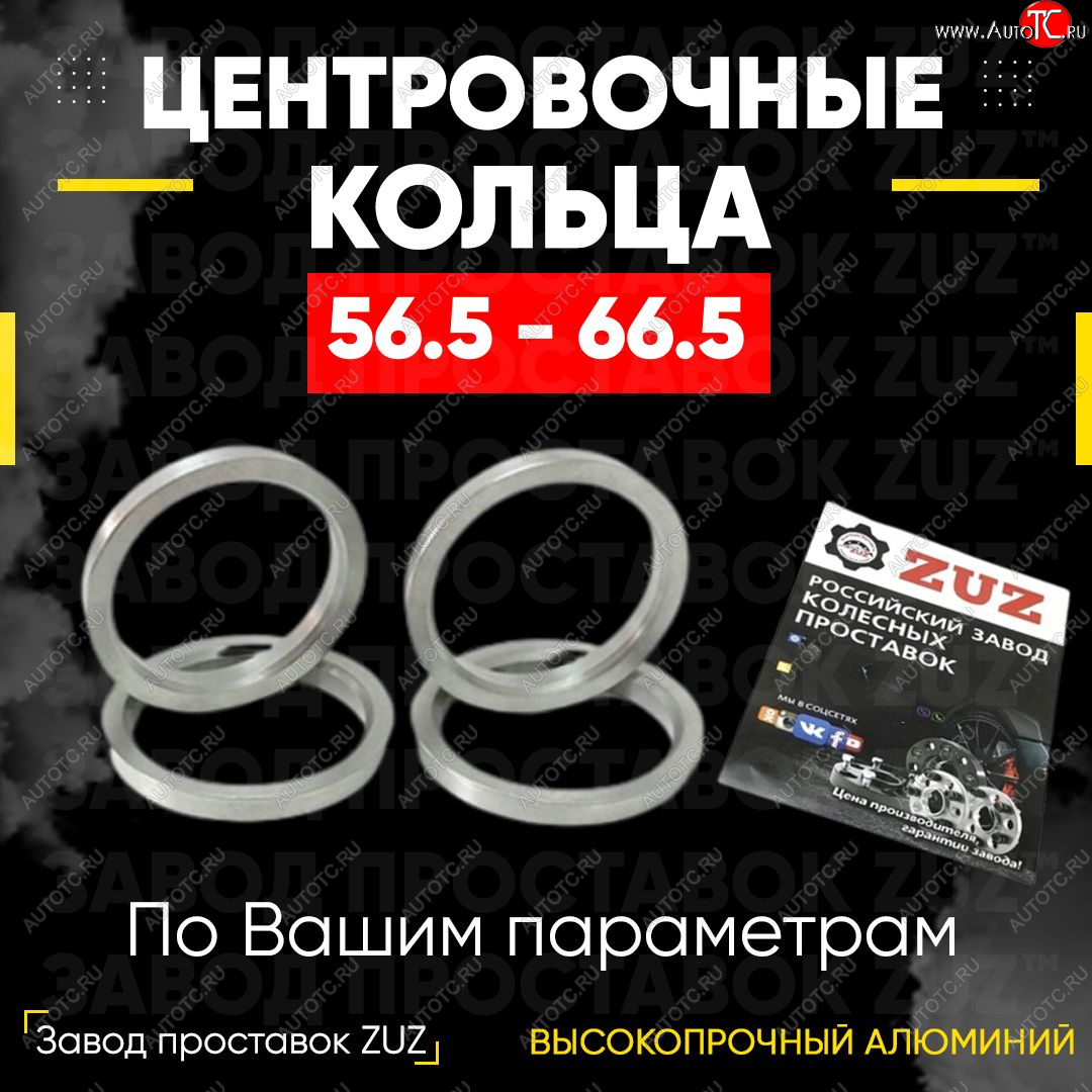 1 799 р. Алюминиевое центровочное кольцо (4 шт) ЗУЗ 56.5 x 66.5    с доставкой в г. Краснодар