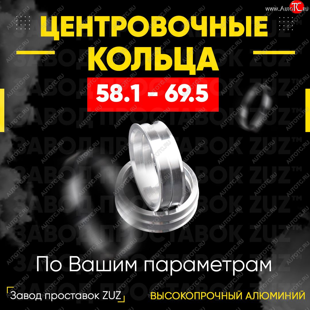 1 799 р. Алюминиевое центровочное кольцо (4 шт) ЗУЗ 58.1 x 69.5    с доставкой в г. Краснодар