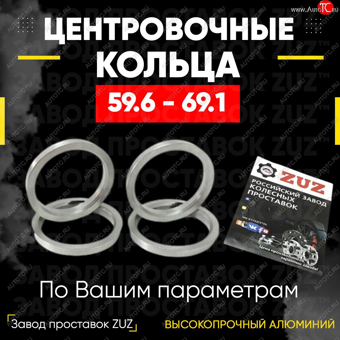 1 269 р. Алюминиевое центровочное кольцо (4 шт) ЗУЗ 59.6 x 69.1    с доставкой в г. Краснодар