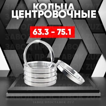 Алюминиевое центровочное кольцо (4 шт) ЗУЗ 63.3 x 75.1 Ford Focus 2 хэтчбэк 3 дв. дорестайлинг (2004-2007) 