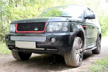 4 299 р. Защитная сетка в бампер (середина, ячейка 4х10 мм) Alfeco Премиум Land Rover Range Rover Sport 1 L320 дорестайлинг (2005-2009) (Хром)  с доставкой в г. Краснодар. Увеличить фотографию 2