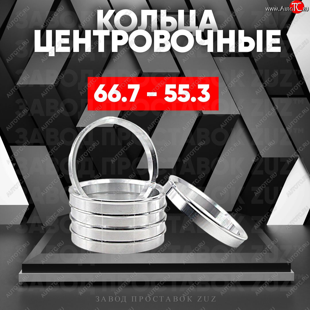 1 799 р. Алюминиевое центровочное кольцо (4 шт) ЗУЗ 55.3 x 66.7    с доставкой в г. Краснодар