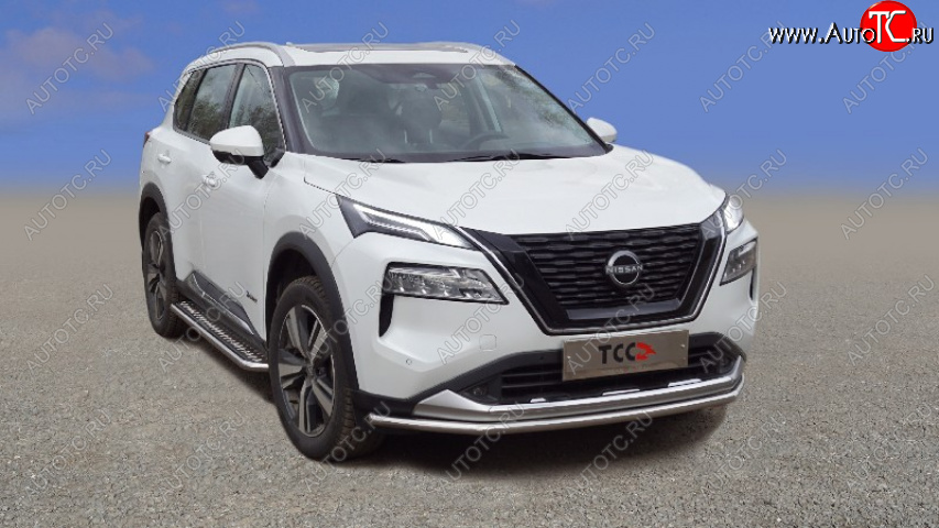 21 699 р. Защита переднего бампера нижняя 42,4 мм ТСС Тюнинг  Nissan X-trail  4 T33 (2021-2025) дорестайлинг (нержавейка)  с доставкой в г. Краснодар