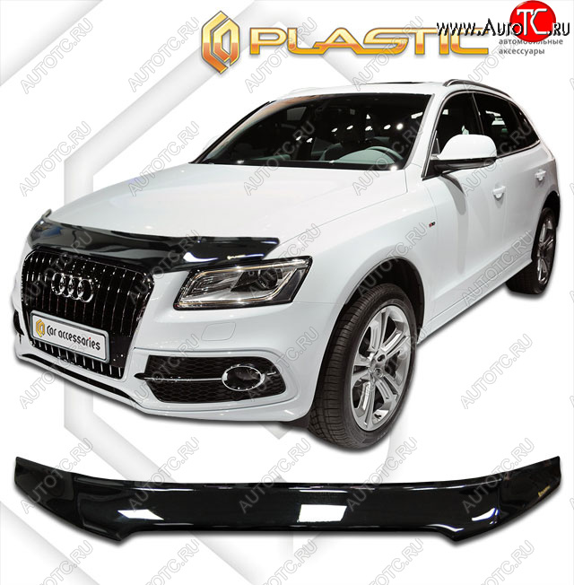 2 199 р. Дефлектор капота CA-Plastic  Audi Q5  8R (2012-2017) рестайлинг (classic черный, без надписи)  с доставкой в г. Краснодар