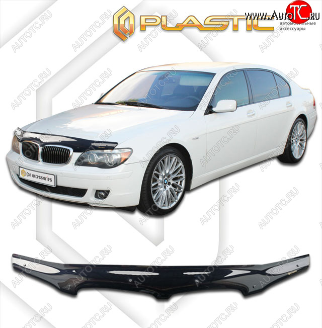 2 159 р. Дефлектор капота CA-Plastic  BMW 7 серия  E65,E66, E67, E68 (2005-2008) рестайлинг, седан (classic черный, без надписи)  с доставкой в г. Краснодар