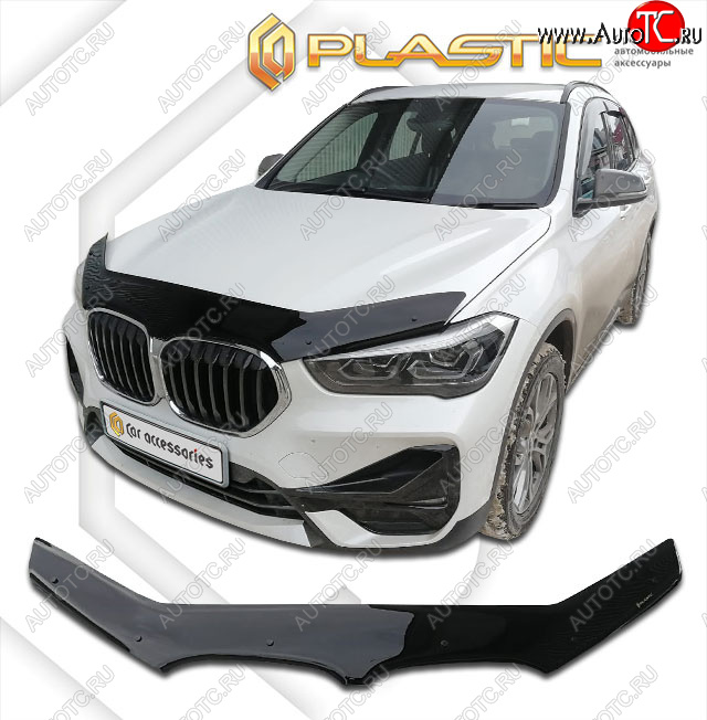 2 199 р. Дефлектор капота CA-Plastic  BMW X1  F48 (2015-2022) дорестайлинг, рестайлинг (classic черный, без надписи)  с доставкой в г. Краснодар