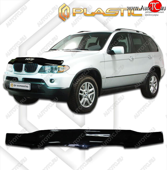 2 059 р. Дефлектор капота CA-Plastic  BMW X5  E53 (2003-2006) рестайлинг (classic черный, без надписи)  с доставкой в г. Краснодар