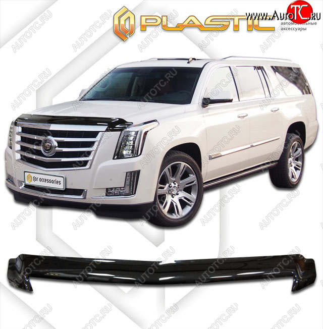 2 159 р. Дефлектор капота CA-Plastic  Cadillac Escalade  GMTK2 джип 5 дв. (2015-2020) короткая база (classic черный, без надписи)  с доставкой в г. Краснодар