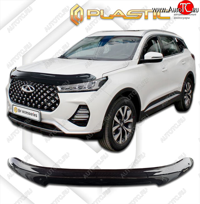 2 079 р. Дефлектор капота CA-Plastic  Chery Tiggo 7 PRO (2019-2024) (classic черный)  с доставкой в г. Краснодар